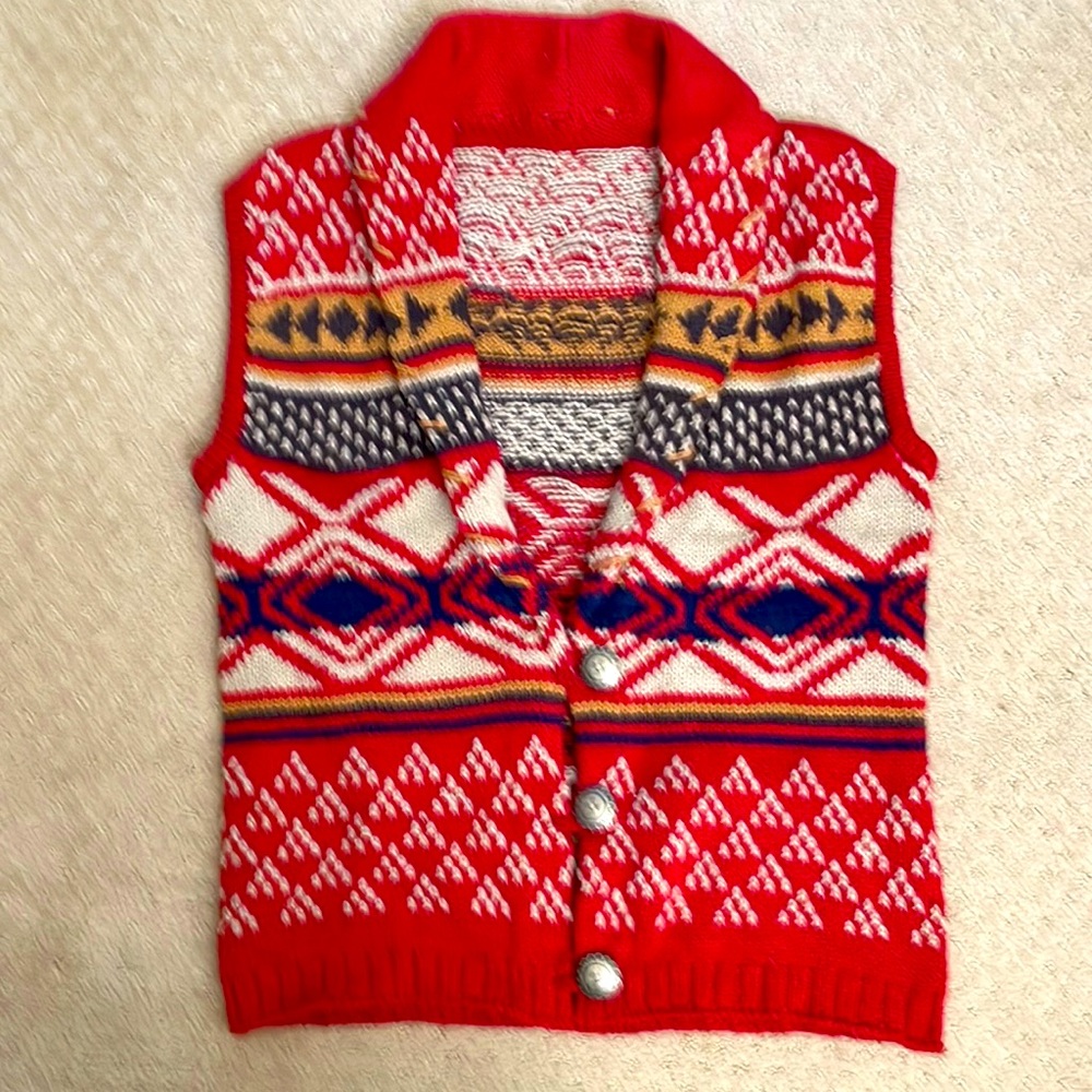 Western Native American Blanket Style Knit Vest.